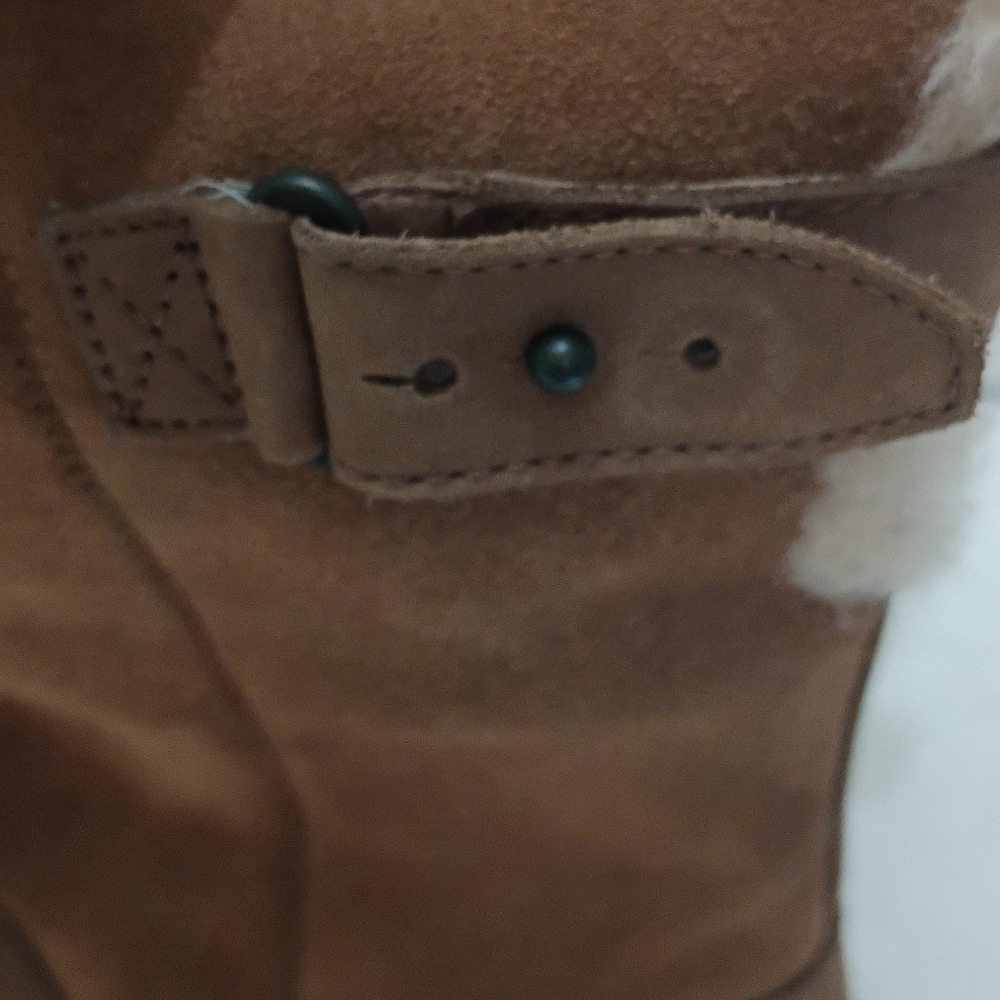 MWT.UGG Chestnut Suede Wedge Boots with Shearling Cuff - Picture 7 of 10